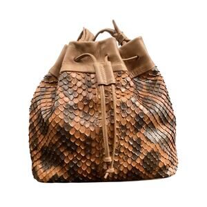 VTG Aleda Borse Bag Women’s One Size Anaconda Snake Skin Shoulder Style Brown